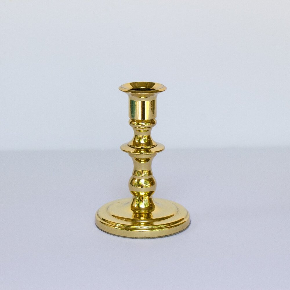 Brass Candlestick, Shiny Candleholders, Taper Candle Holder, Baldwin Forged